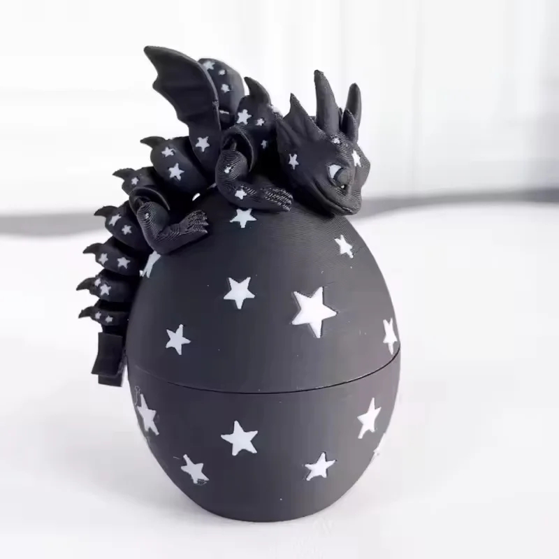3D Printed Luminou Galactic Starlight Dragon Egg Model Movable Joints Plastic Desk Decor Creative Figurine Ornament Holiday Gift