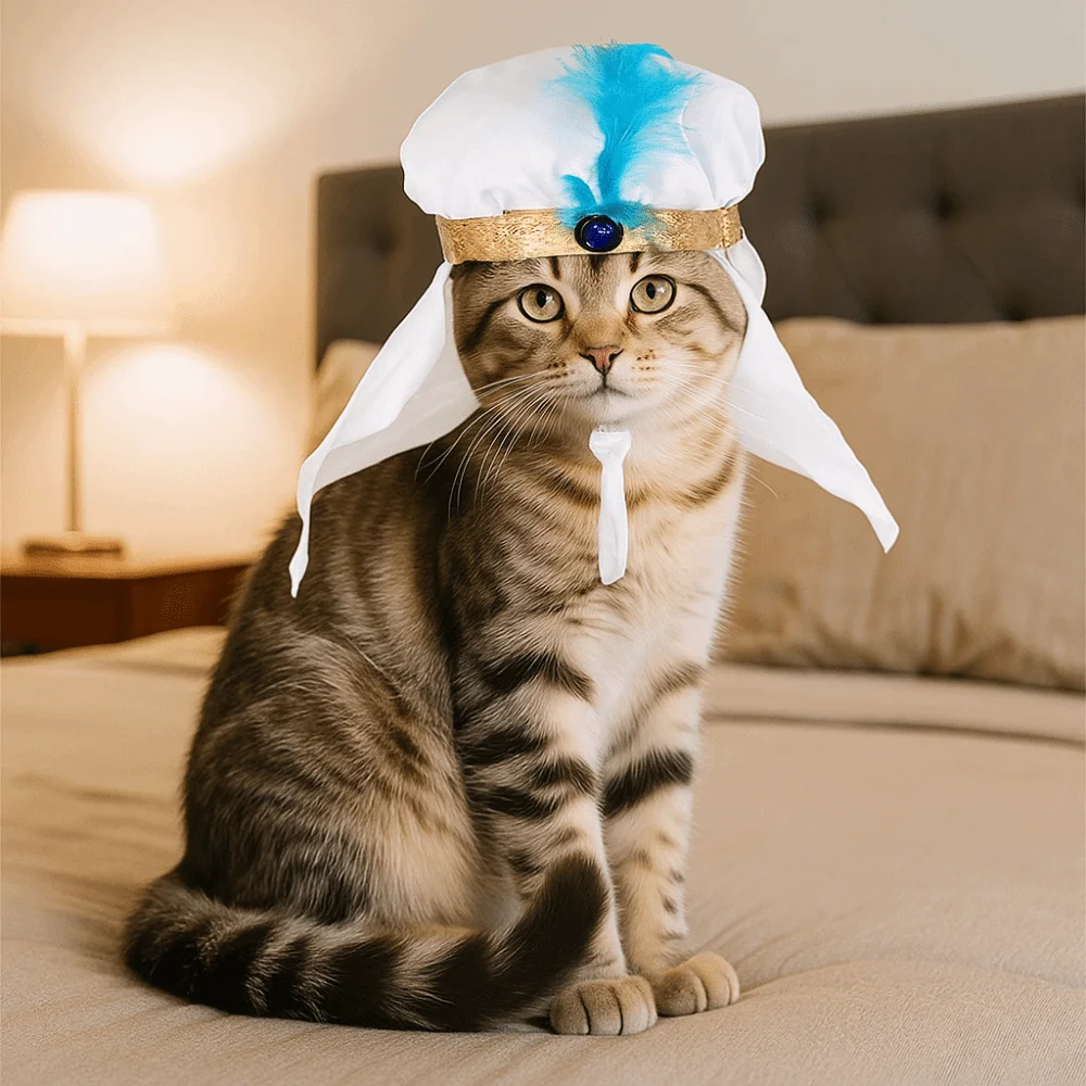 Cat Headscarf Adjustable Saudi Arabia Pet Hat Soft Fashionab