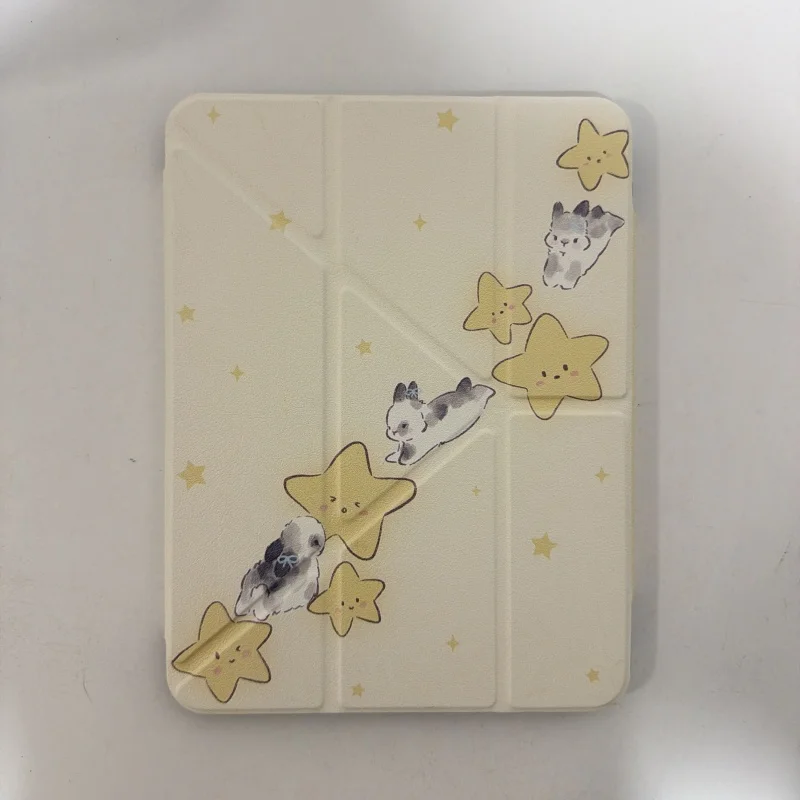 Cream Beige PU Leather Clear TPU Back Tabletr Pc Case With Stand for iPad 10/9/8/7th Gen Air 5/4/6/7 Pro 11 12.9 Mini 6/7 Air 5