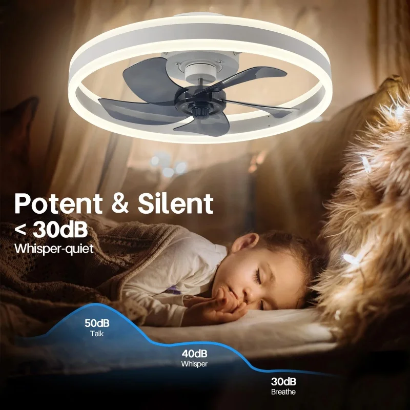 LED Circular Ceiling Fan Light Smart APP Remote Dimming Silent 6-speed Electric Fan Bedroom Living Dining Room Home Fans Light