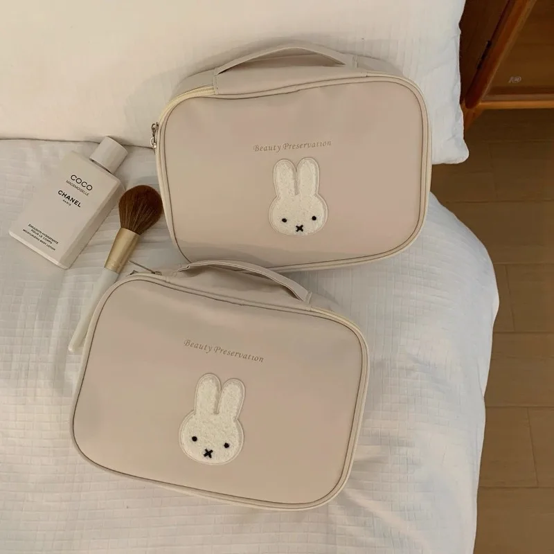 

New Kawaii Miffy Rabbit Makeup Bag Large Capacity Storage Portable Business Travel Storage Bag Waterproof Toilet Bag Girl Gift