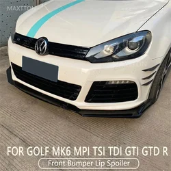 For Volkswagen Golf 6 MK6 MPI TSI TDI GTI GTD R R20 Front Bumper Lip Spoiler Splitter Diffuser Canards Bodykits 2009-2013 Tuning