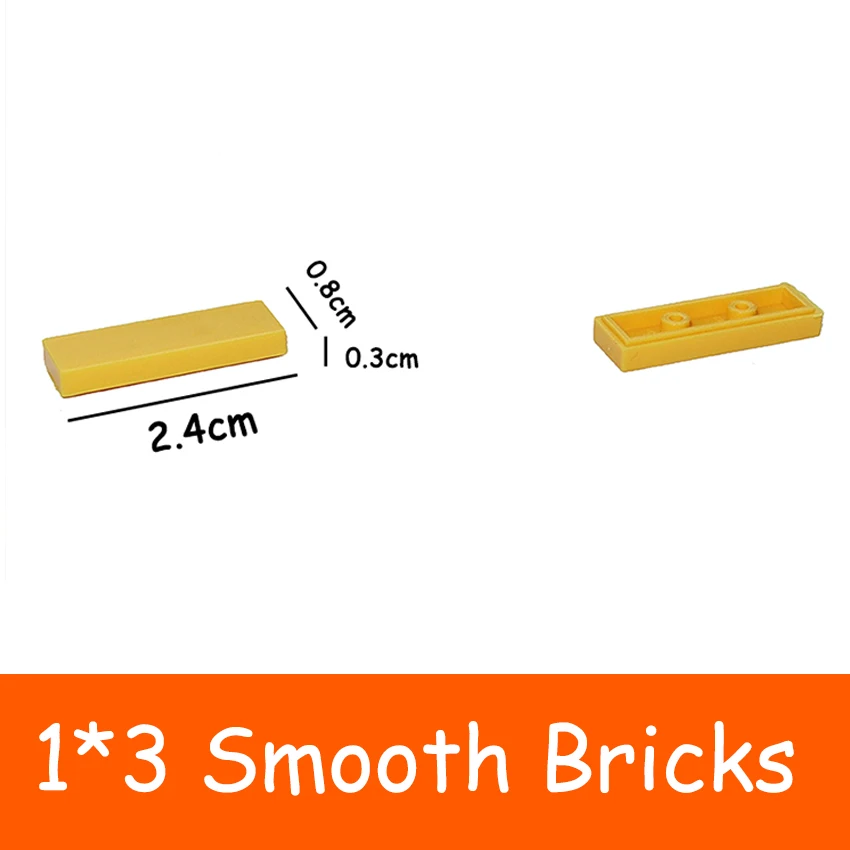 100PCS 63864 Size 1x3 Bricks Flat Tile MOC Assemble Particles Smooth 1*3 Building Blocks DIY Educational Creative Toy for Kids