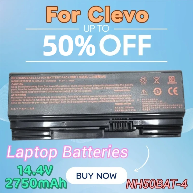 New 14.4V 2750mAh NH50BAT-4 Battery for Clevo NH70RAQ NH55RCQ NH58RDQ NH50RA NH70RHQ NH58RCQ for Machenike T58 for Sager NP6875