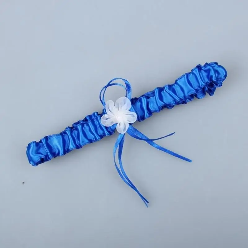 2Pcs Trimmed Lace Bowknot Bridal Garters Set for Engagement Party Accessory Gift