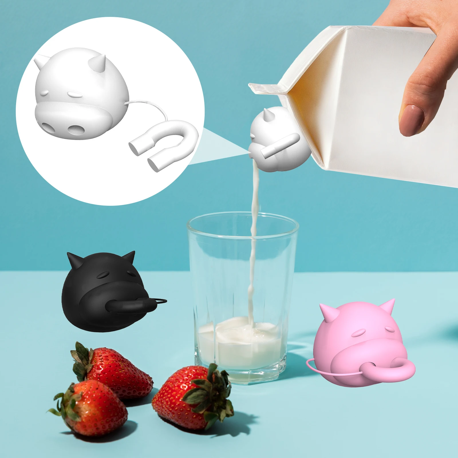 Silicone Milk Bottle Dispenser Caps Pour Spout Lids Replacement Lids for Box Milk Anti-Spill Silicone Cover for Carton Beverages