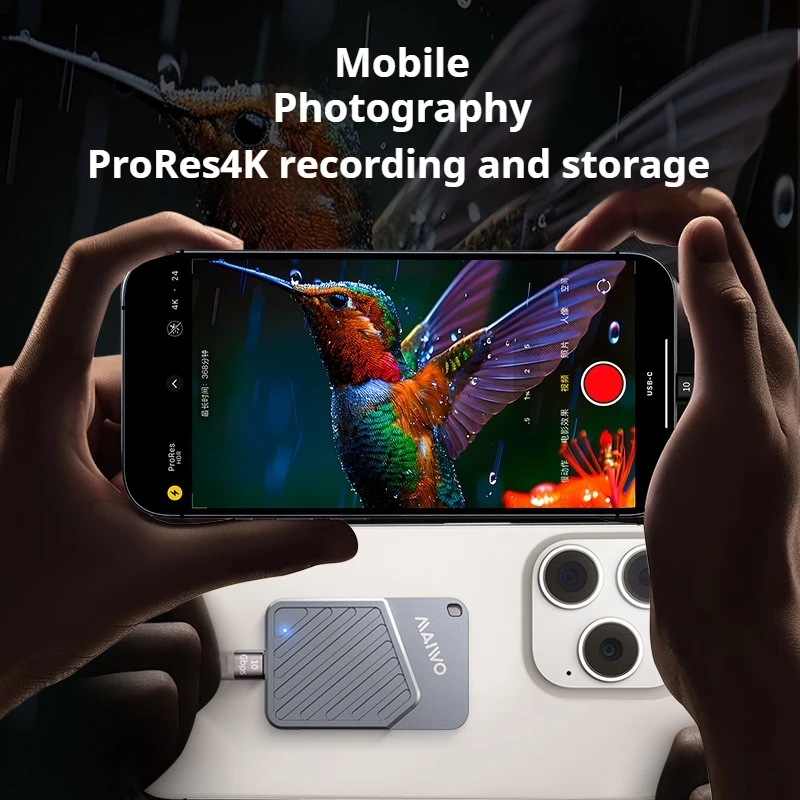 Maiwo 2000 MB/s SSD Eksternal SSD 512G 12T PSSD Portabel Magnetik untuk iPhone 16 15 Pro/Max ProRes 4K ProRes HDR Record dan Portabl