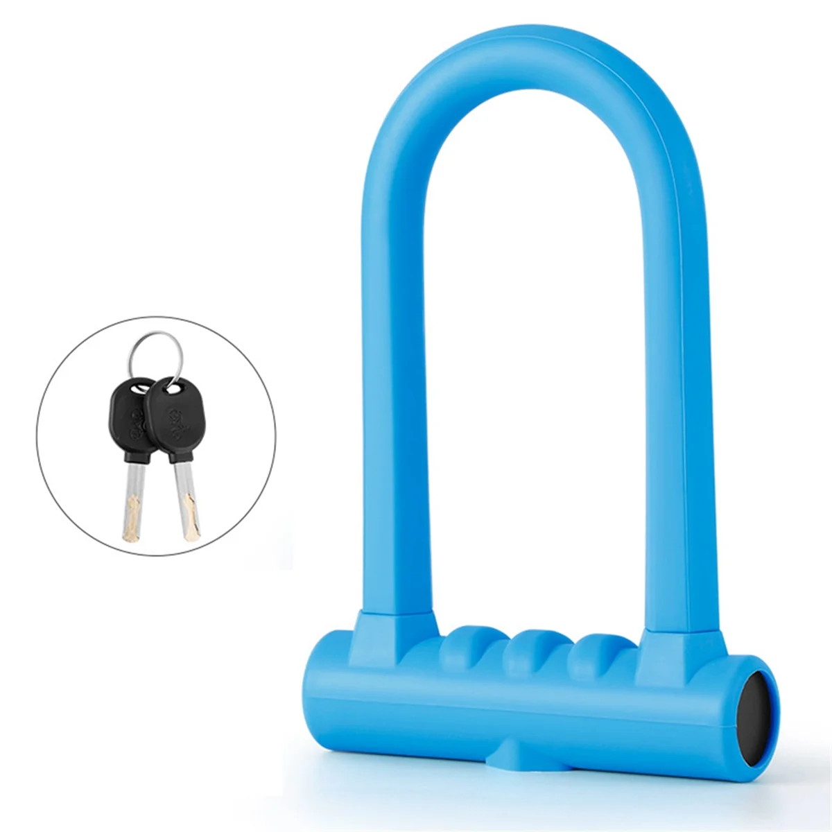 Bike Lock Anti-Theft Mountain Bike Road Bike Silicone U-Lock Motorcycle Helmet Bicycle Electric Scooter Blue