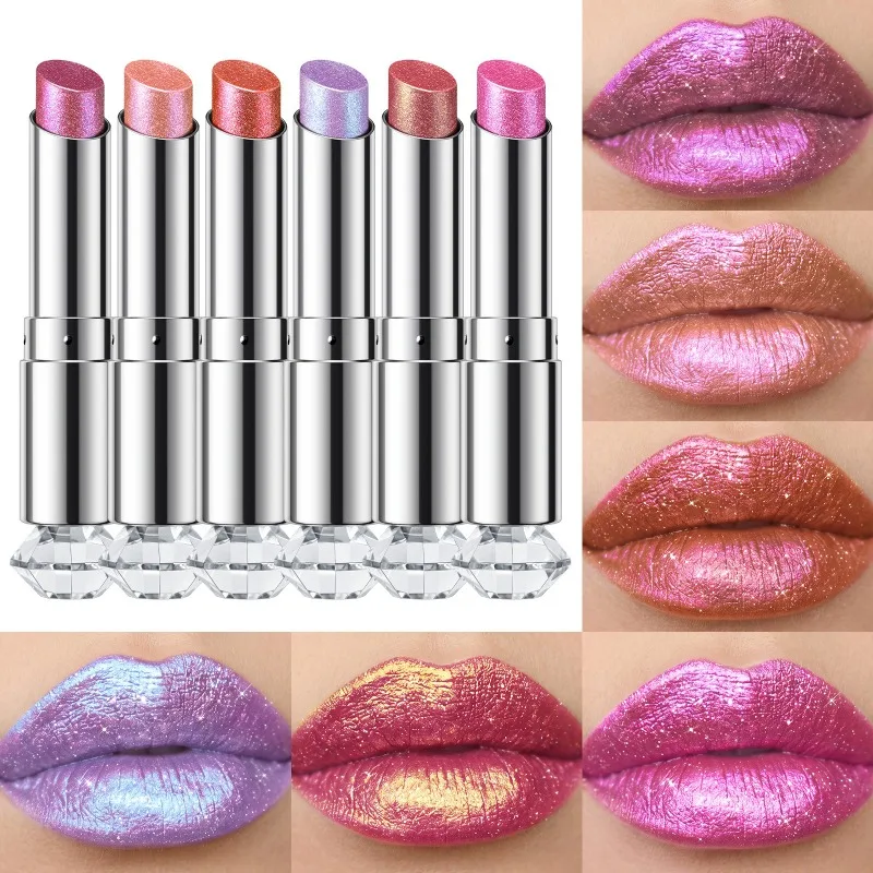 Polarizing Lipstick Starlight Holographic Shimmer Lipstick Long Lasting Moisturizing Plumping Metallic Glitter Lip Tint Makeup