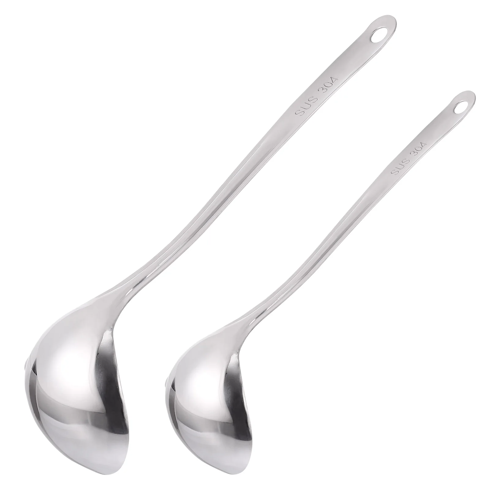 

2Pcs Oil Filter Scoop Stainless Steel Kitchen Gadget Ergonomic Handle Mirror Polished Soup Separator Long Handle Scoop