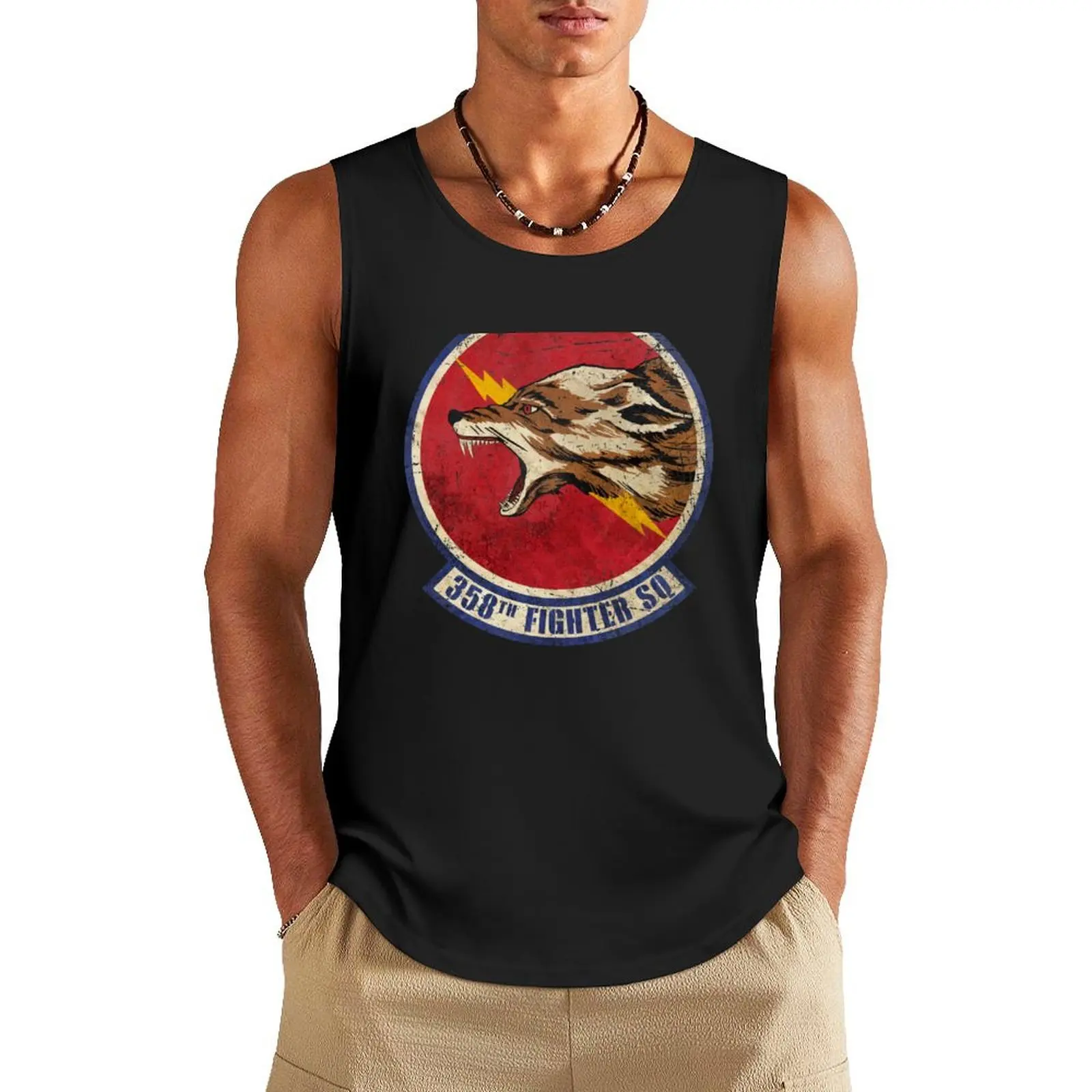 

358th Fighter Squadron Tank Top gym accessories man T-shirt men t shirt Japanese t-shirt