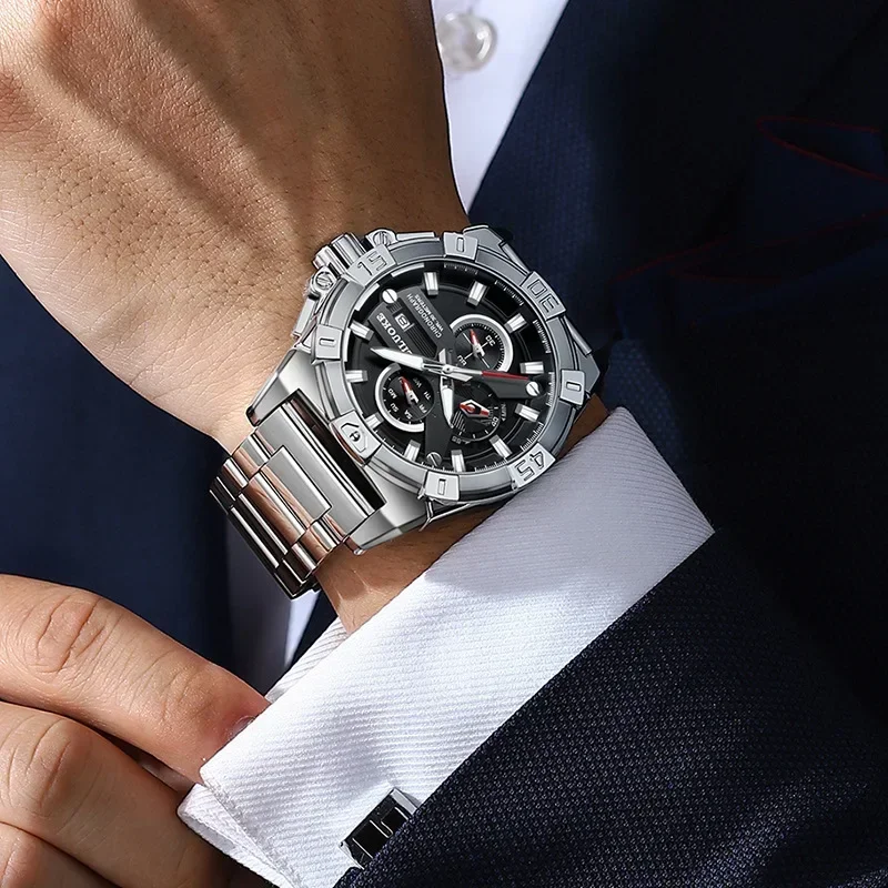 NUOVO orologio da uomo con cinturino in acciaio, orologio al quarzo da uomo impermeabile, orologio da uomo