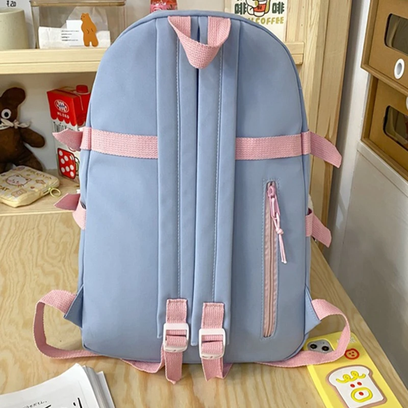 Mochilas medianas para niñas, mochila para mujer, bolso para adolescentes, lindo colgante felpa, mochila antirrobo viaje,