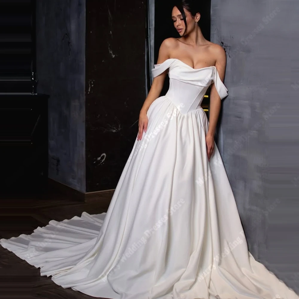 

Off The Shoulder A-Line Wedding Dresses For Women Sexy Backless Bridal Gowns Engagement Banquet Vestidos Novias Boda Customized
