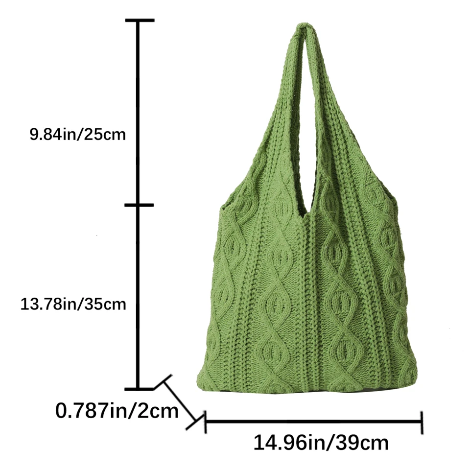 Y2K Knitted Women\'s Bag Twist Eco Bag Korean Shopping Tote Handbag Braid Shoulder Bags Crochet Rope Tote Bag Weave Purse Female