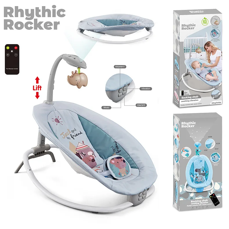 Baby Multifunctional Folding Rocking Chair Baby Music Vibrating Seat Newborn Cradle Projection Adjustable Soothing Reclining