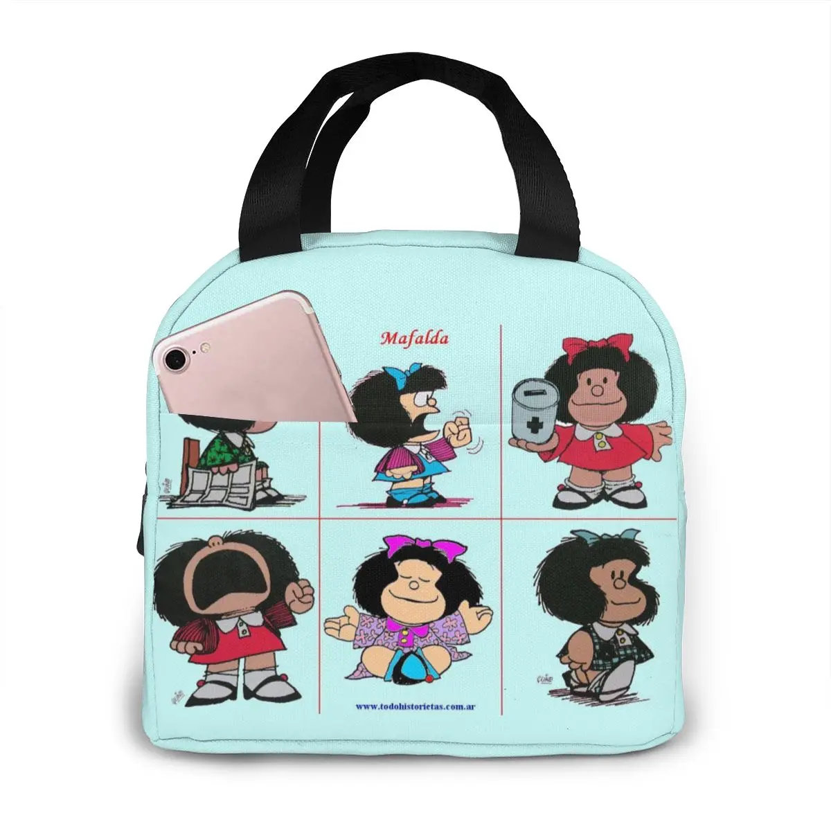 Mafalda Lunch Bag Kid Women isolamento portatile impermeabile Picnic Coole Bag colazione scuola riutilizzabile borsa per alimenti Bento Box