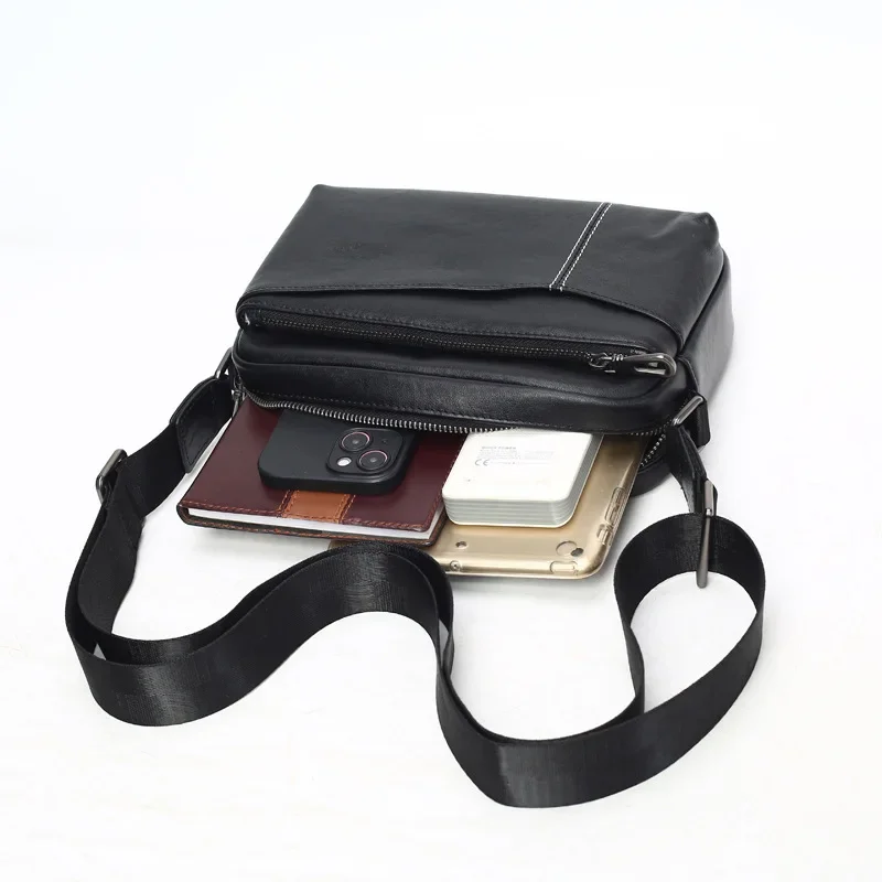 

High-quality Men's New Genuine High-end Leather Casual Crossbody Bag Male Comfortable and Smooth Daily Commuting Shoulder Bag