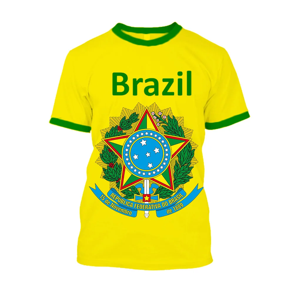 Jumeast Brazil Flag Map Graphic T-shirts Independence Day Printed Football Jersey Men T Shirts Soccer Aesthetic Clothes T-shirty