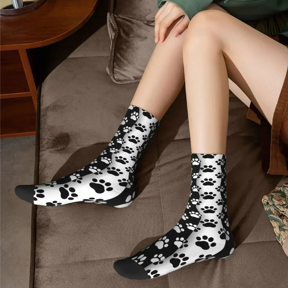 Otoño Invierno Hip-hop hombres mujeres mascota imprime perro gato pata calcetines lindo cachorro pie transpirable calcetines de fútbol