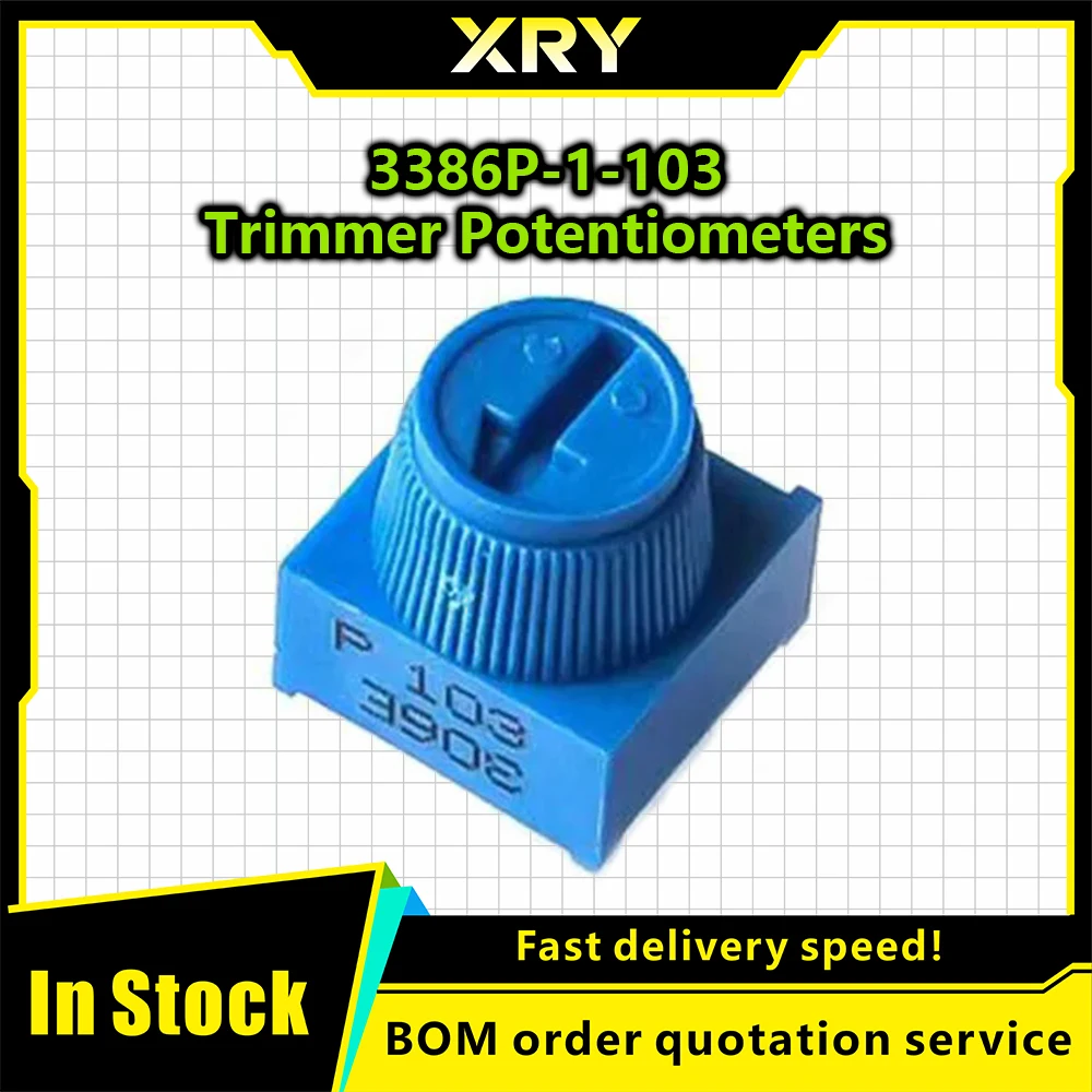 10pcs 3386P-1-103 1k 2k 5k 10k 20k 0.5W, 1/2W PC Pins Through Hole Trimmer Potentiometer Cermet 1 Turn Top Adjustment