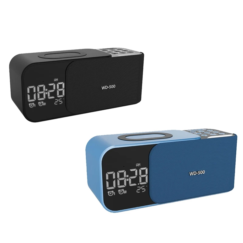 Radio FM stéréo numérique, réveil, veilleuse, haut-parleur Bluetooth, chargeur sans fil 10W, nouveau