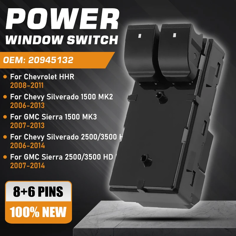

Car Power Master Window Switch Lifter Button 20945132 For Chevrolet HHR 2008-2011 GMC Sierra Chevrolet Silverado 1500 2006-2014