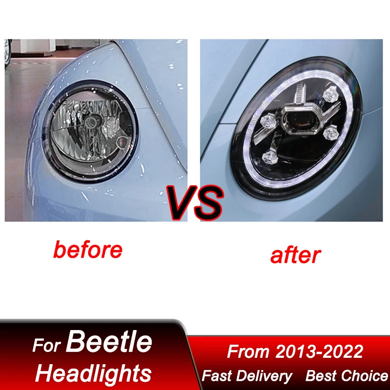 Pop Car Headlights For Volkswagen VW Beetle 2013-2022 to new style full LED Auto Headlamp Assembly Projector Lens Accessories Ki