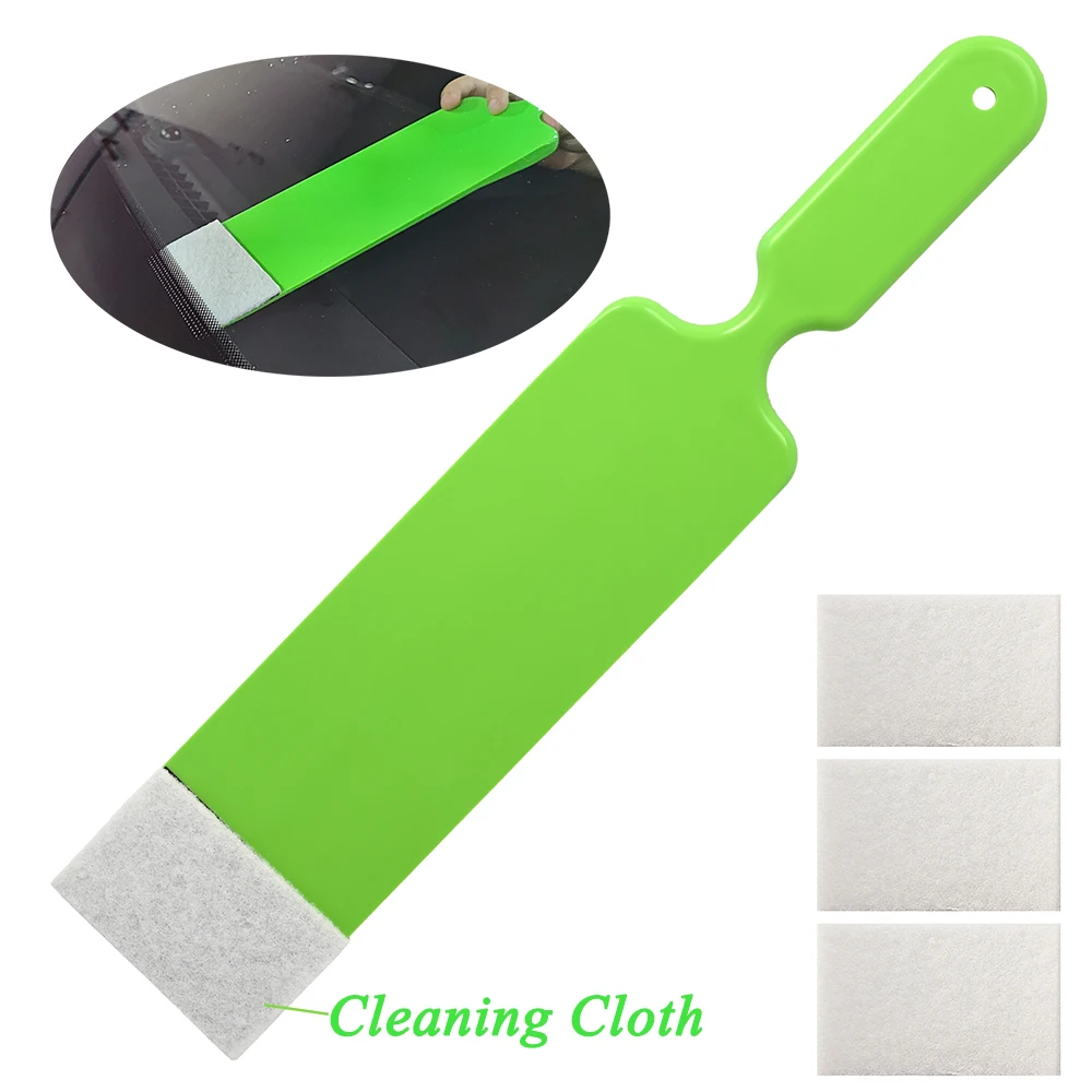 FOSHIO Car Window Film Tinting Squeegee Front Windshield Foil Vinyl Wrap Bulldozer Glass Wiper Cleaning Tool with Scrubber Cloth