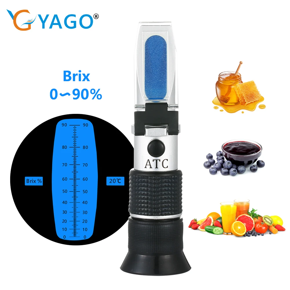 Convenient Handheld Concentration Meter Brix Refractometer 0-90% for Honey Sucrose Fruit Juice Drinks Wine Measurement