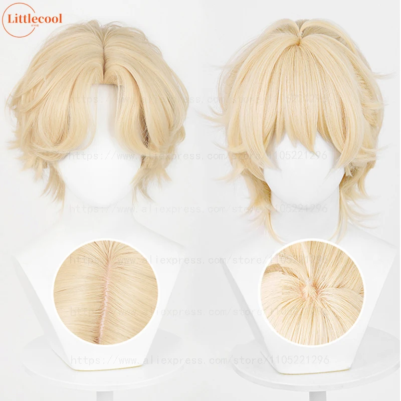 Hochwertige Luka Cosplay Perücke, kurze blonde Luka Perücke, hitzebeständiges Kunsthaar, Anime-Spiel, Party, Rollenspiel-Perücken + Perückenkappe