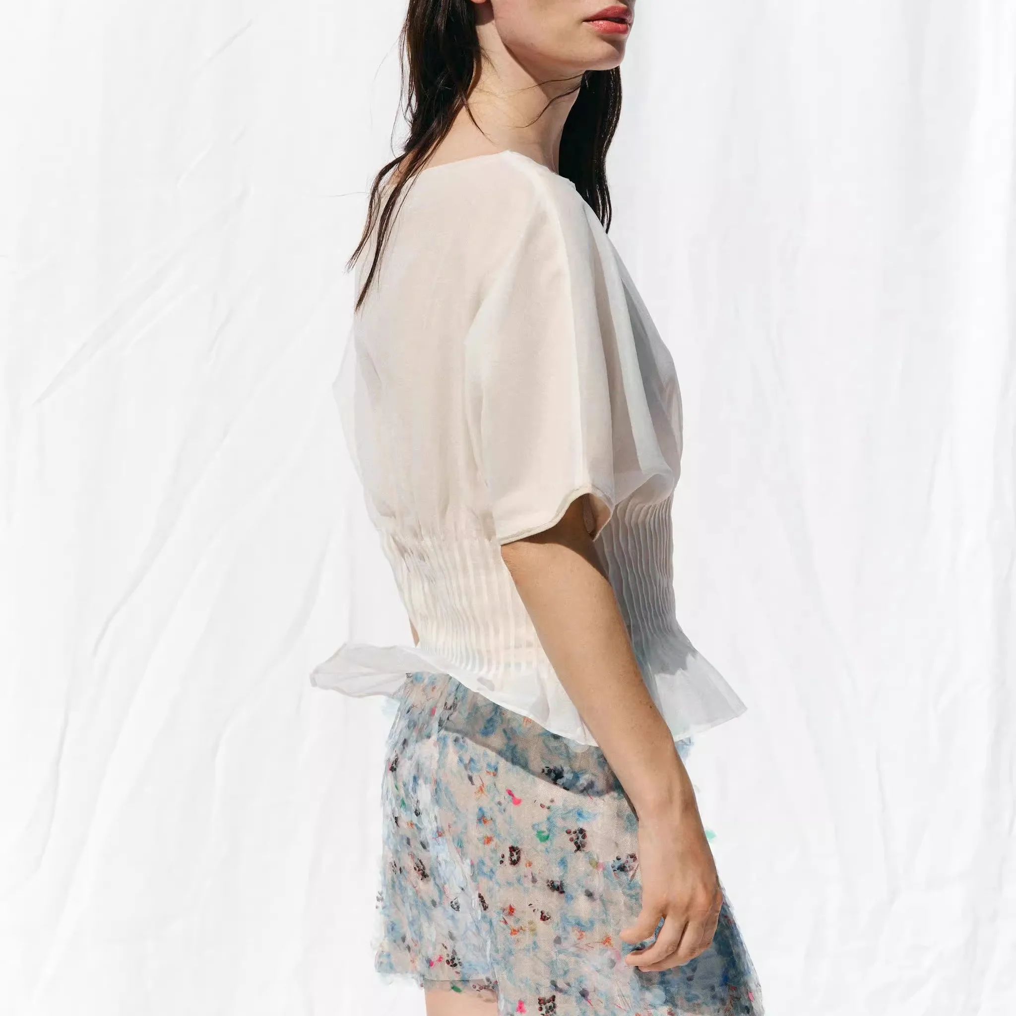 

Summer 2025 New Women's Sequin Skirt Patchwork Top f-length Skirt Stand Fit A-line ort Floral Print Other Material