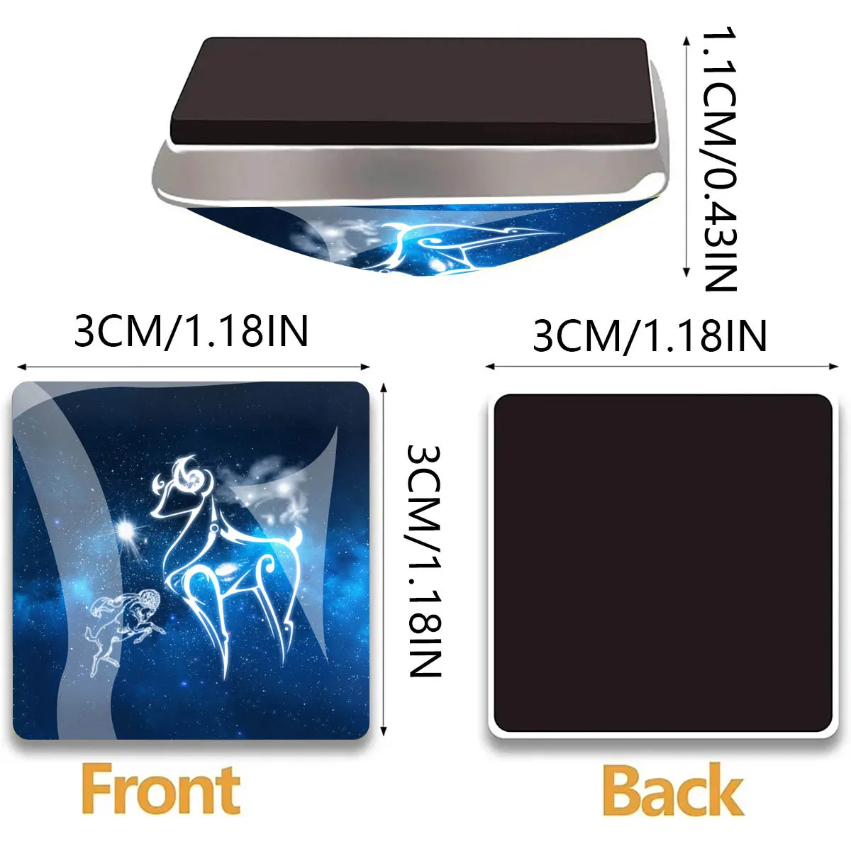 12PCS Square Glass Refrigerator Magnets Starry Constellation Outline Whiteboard Magnets Zodiac Decor for Cabinet Office Gift