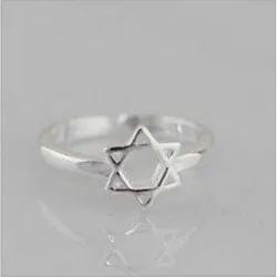 New Arrival Fashion 925 Sterling Silver Jewelry Simple Hexagon Opening Personality Star Rings R063