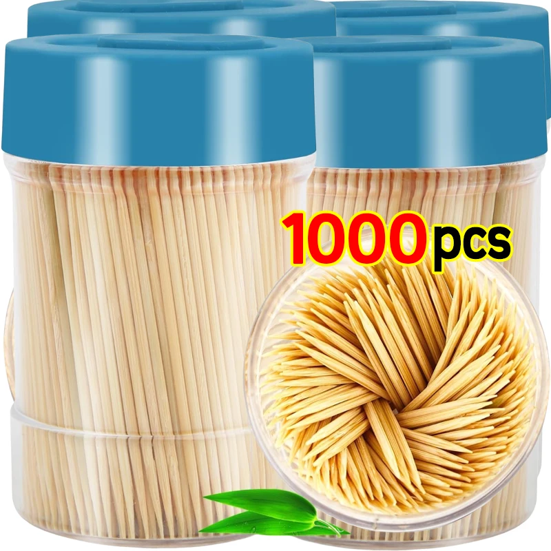 Palillos desechables de doble cabeza para pastel, palillos de fruta, hilo de bambú, cocina casera, herramienta de limpieza de dientes portátil, 1000 Uds.