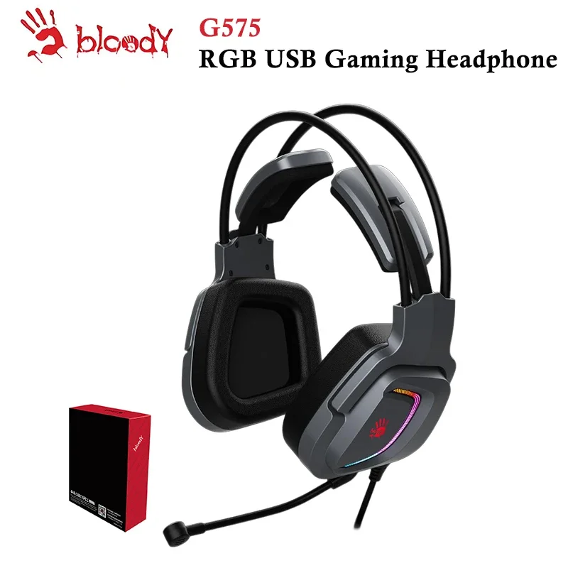 A4Tech Bloody G575 RGB USB gamingkoptelefoon, 7.1 virtueel surroundgeluid, RGB Flow-achtergrondverlichting, gevoeligheid: 105 dB, impedantie: 16 Ω_voghion.com