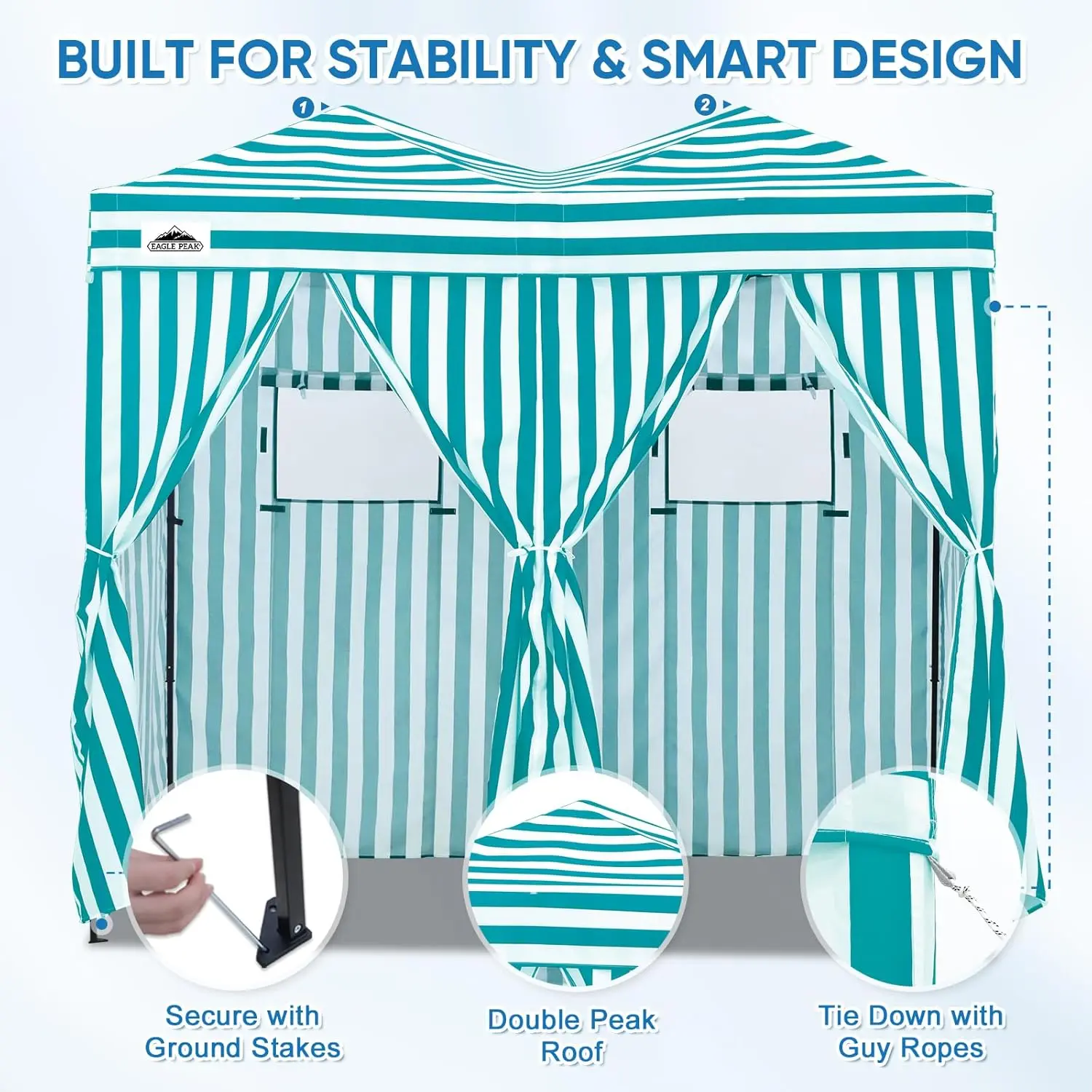 Outdoor Portable 2-Room Pop Changing Room Sun Shelter Dressing Tent Alloy Steel Water Resistant for Beach Camping view 6
