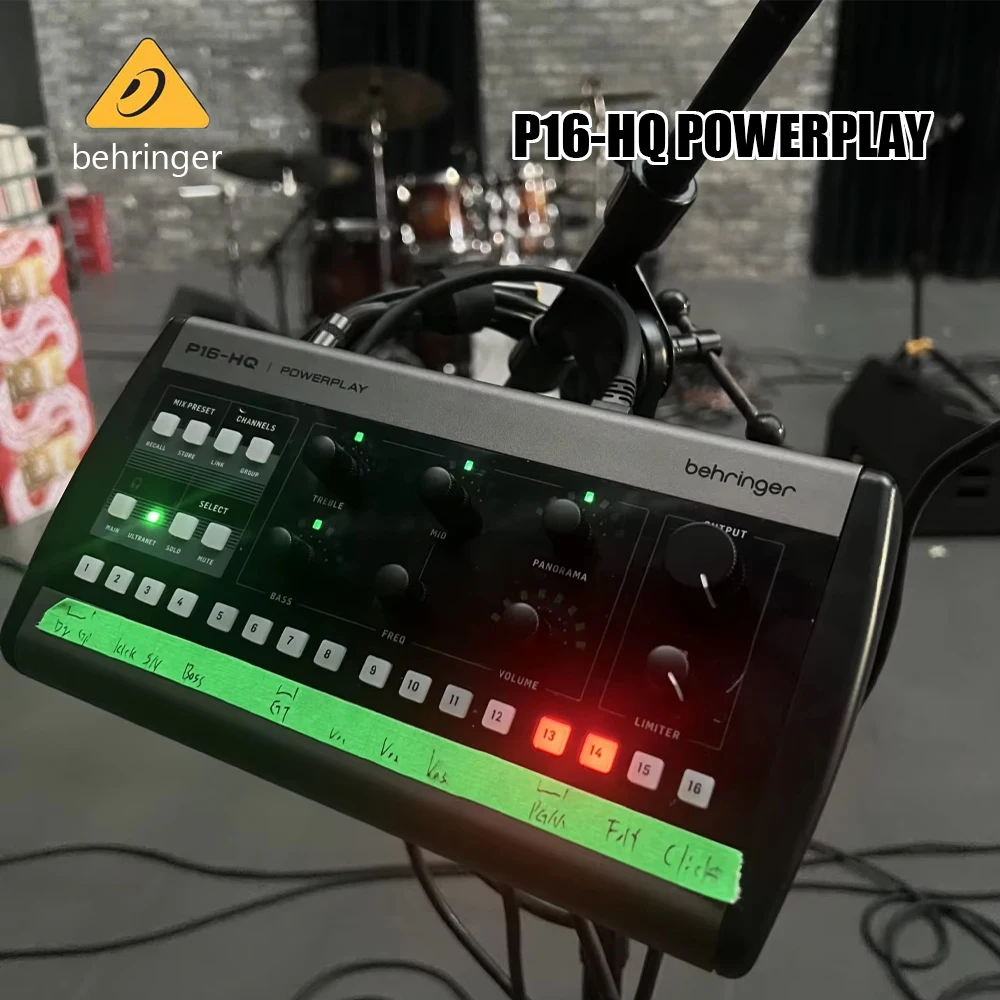 Behringer P16-HQ PowerPlay 16-Channel Personal Headphone Mixer UltraNet Digital Stage Monitor Mixer for Live Band Recording
