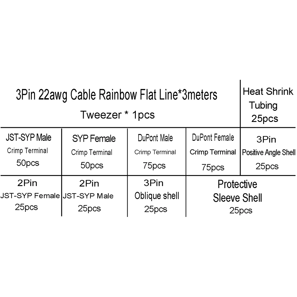 400pcs Servo Connector Socket Crimp Pin Cable Kit 22AWG Wire for JR JST SYP Futaba Male Female Jumper Cable Plug 2.54mm Terminal