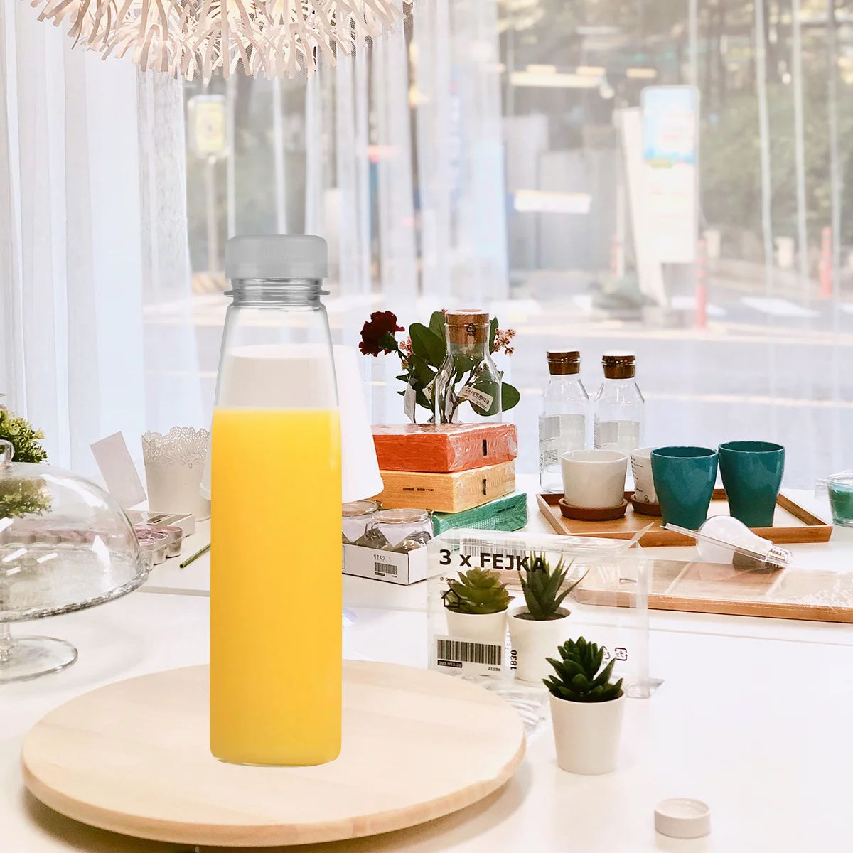 10 Uds. Botellas de plástico para bebidas de 330Ml, contenedores transparentes para almacenamiento de jugo de mascotas, a prueba de fugas, fácil agarre, transparente, sin Bpa, respetuoso con el medio ambiente