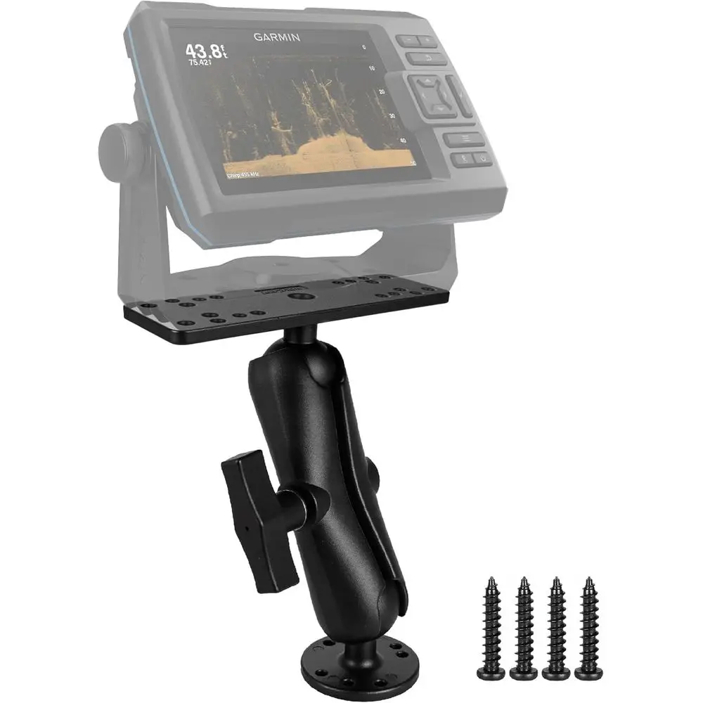 حامل مكتشف السمك من الألومنيوم مع كرة بحجم 1.5 بوصة/ج، ذراع 5.9 بوصة للإلكترونيات البحرية/حامل مكتشف العمق. مقاومة للماء والملح العالي، كوم