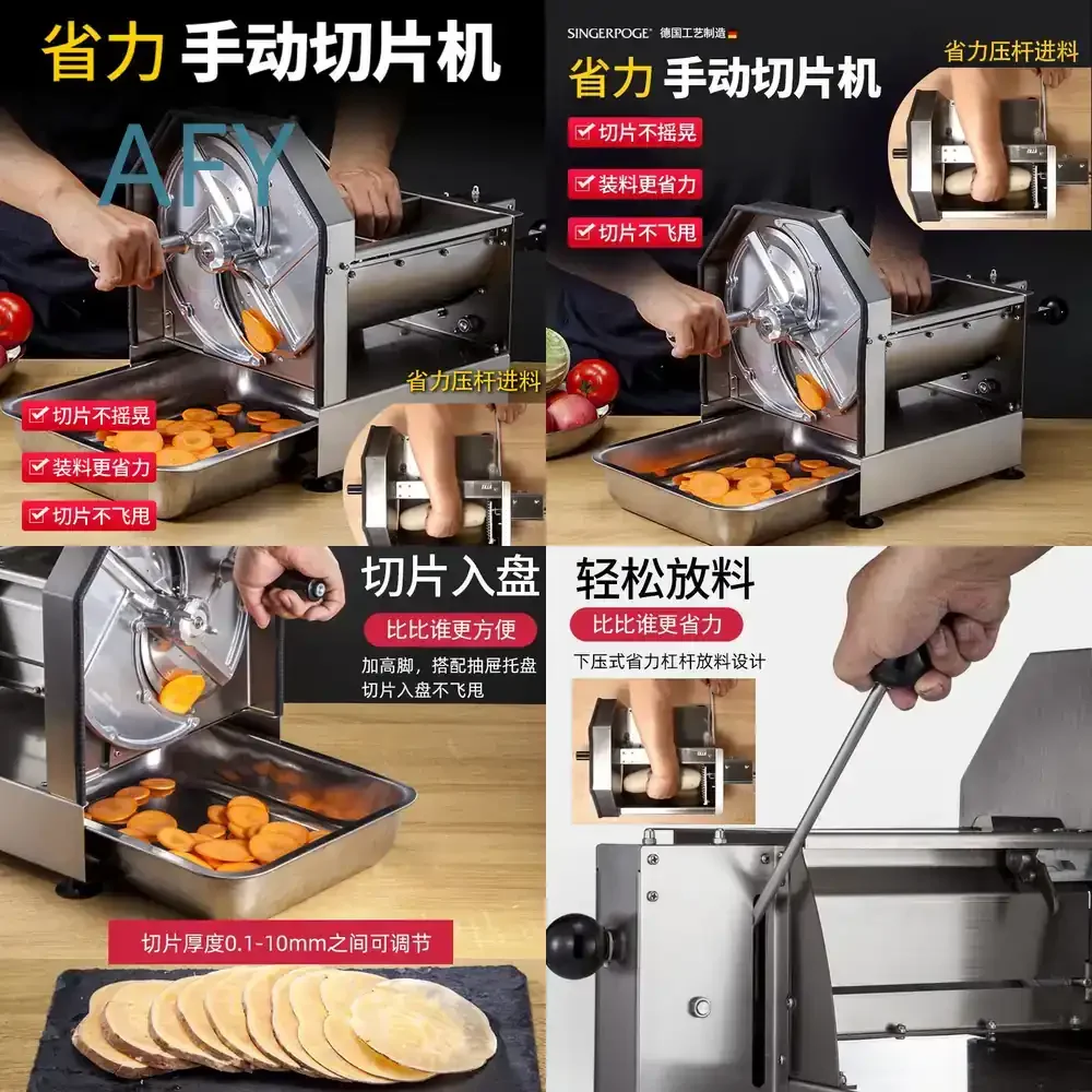 Manual Slicer for Lemon Radish Potato Ginger Garlic Meat Vegetable Cutter for Tea Shop Commercial Use Kitchen Tool