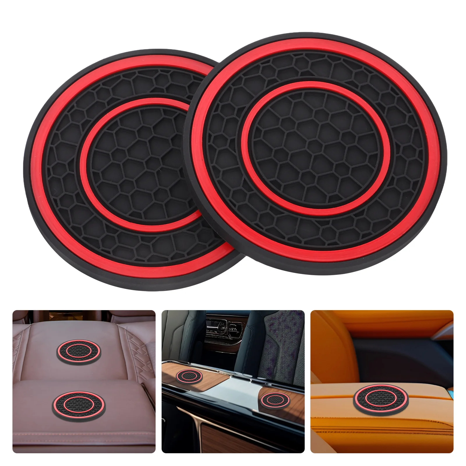 

2Pcs Non-Slip Silicone Car Cup Holder Coasters Universal Cup Holder Inserts Black Car Interior Accessories