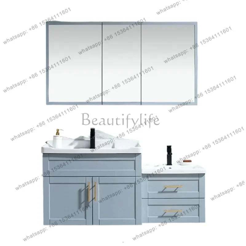 

cabinet high and low parent-child bathroom children's mother and child hand washing ceramic face washing combination