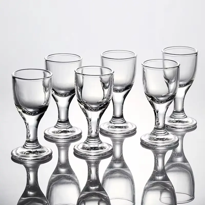 6pcs 미니 와인 컵 세트 10/15/25ml 샷 유리 투명 Drinkware 키 큰 발 잔 주류 안경 마시는 컵