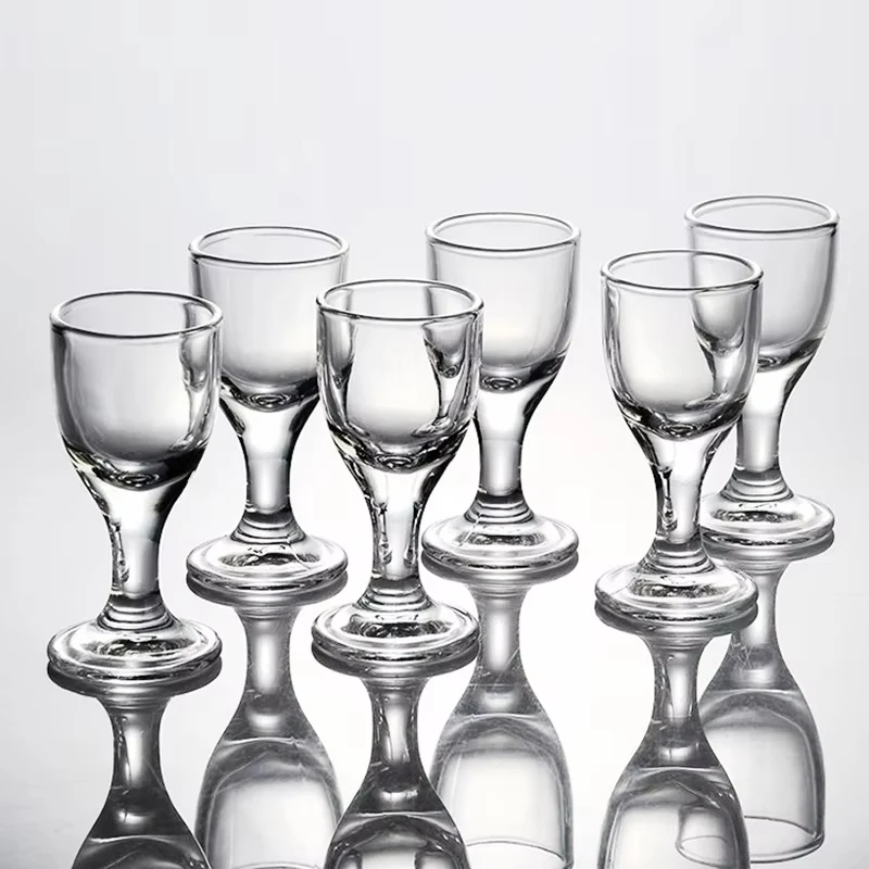 6pcs Mini Wine Cups Set 10/15/25ml Shot Glass Transparent Drinkware Tall Foot Goblet Liquor Spirits Glasses Drinking Cups