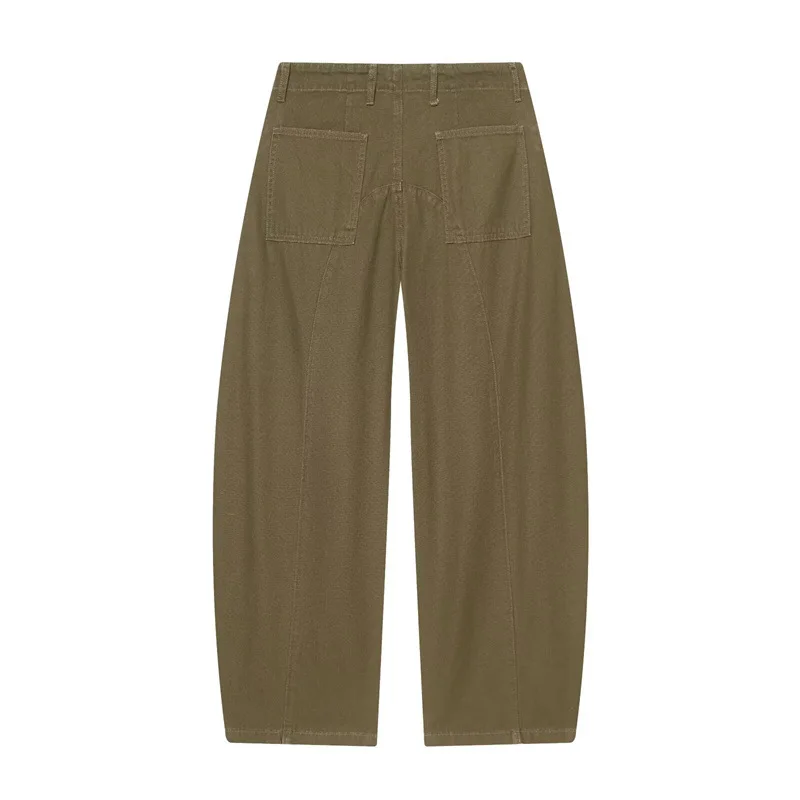 High Waist Casual Women's Pants with ket Knife Design Straight Leg Cotton Trousers Versatile Faionable Ladies' Jeans