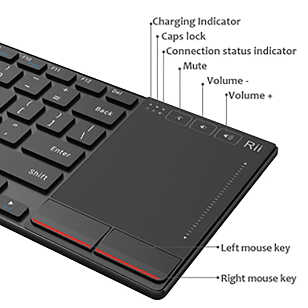 Rii K22S Wireless Keyboard for Windows,Ultra Slim Silent Keyboard with Touchpad, Computer Keyboard,Compatible wit