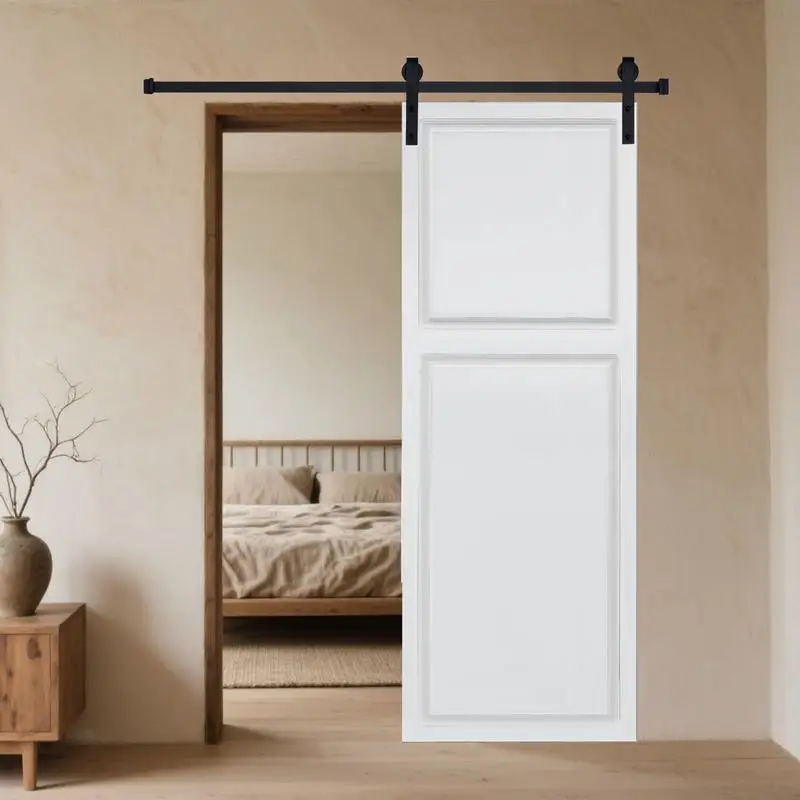 2-Panel Cottage Style Door 3/4" Thick 12" x 84" MDF White Barn Sliding Door with Hardware Kit