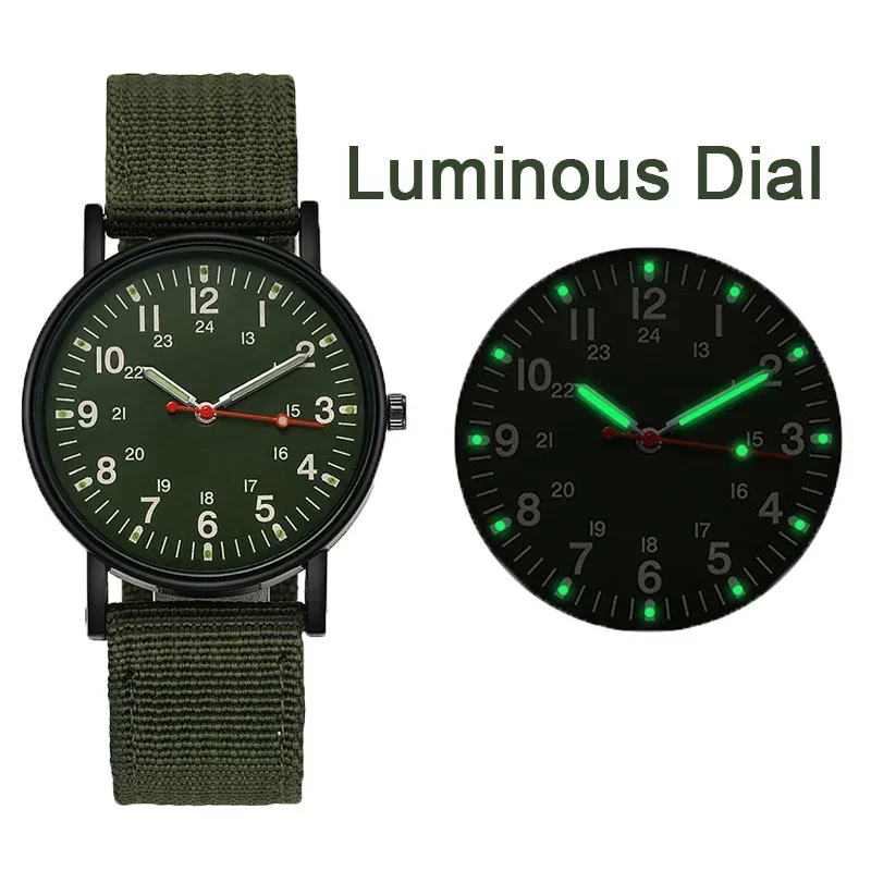 Luminous Men Sport Military Watch Shock Resistant Wristwatches Simple Nylon Band Male Army Wrist Watch Quartz Relogio Masculino